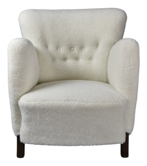 Danish Wingback Armchair in Wool Upholstery, 1940s
