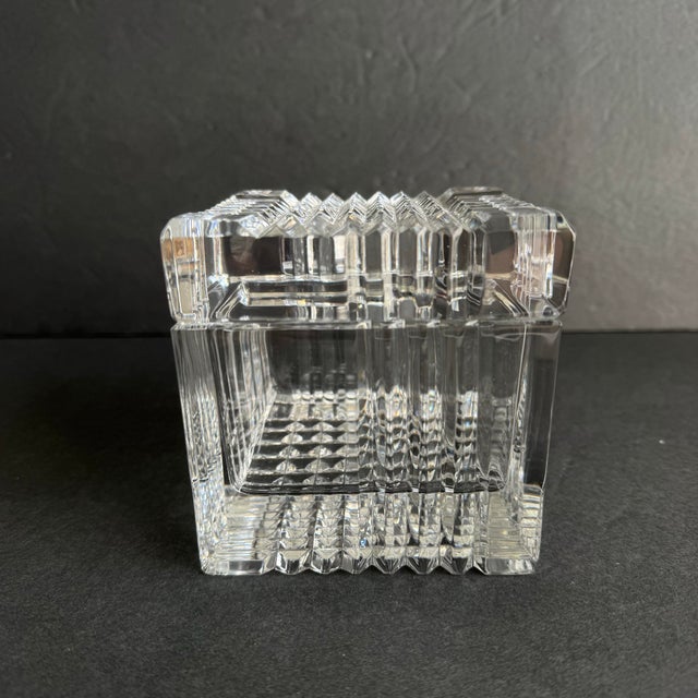 Vintage Crystal Trinket Box Faceted Cube Decorative Vanity Box For Sale - Image 10 of 11