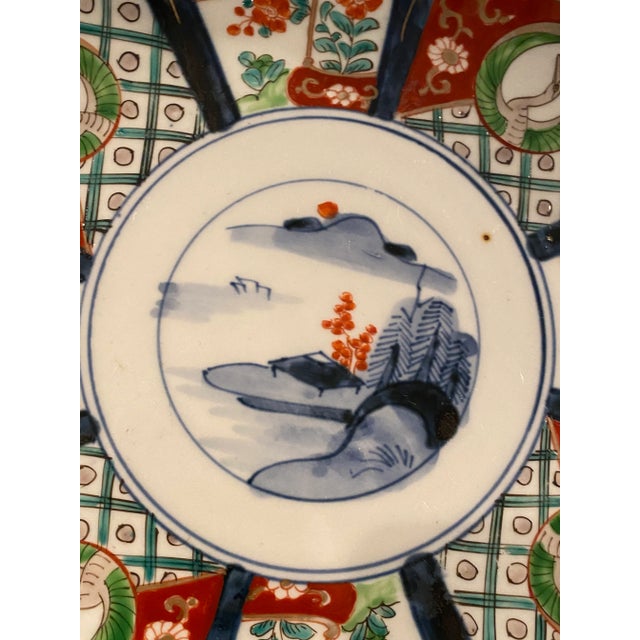 Blue Early 20th Century Vintage Japanese Scalloped Plate For Sale - Image 8 of 11