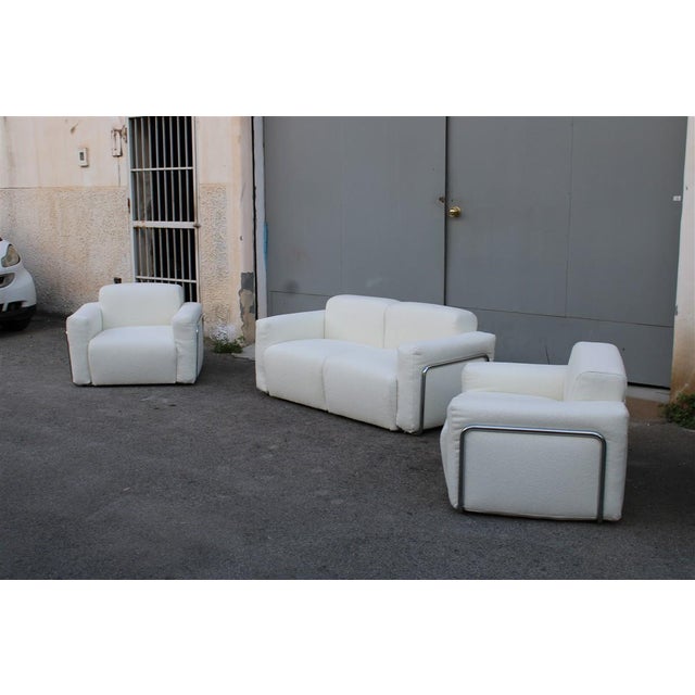 Sofa and Chairs with Chromed Metal Frame, 1970, Set of 3 For Sale - Image 12 of 16
