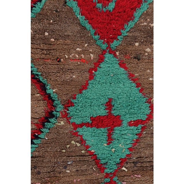 Moroccan Vintage Moroccan Runner Rug in Red With Beige and Blue Diamonds | Rug & Kilim For Sale - Image 3 of 7