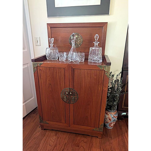1960s George Zee Teak and Brass Flip-Top Cocktail Bar Cabinet For Sale - Image 16 of 16