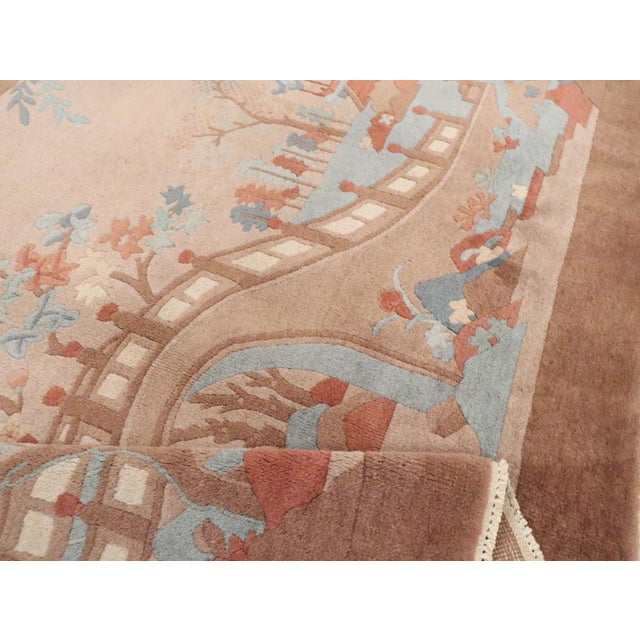 Textile Galerie Shabab Collection Mid-20th Century Handmade Chinese Art Deco Throw Rug For Sale - Image 7 of 8