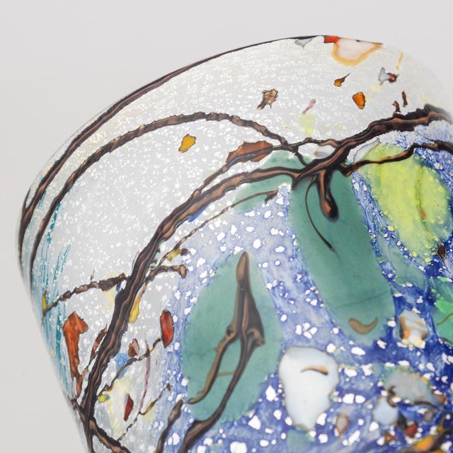 A 20th century exquisite set of 8 handmade murano drinking glasses adorned with intricate "mace" multicolour and silver...