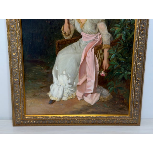 Red 19th Century Oil Portrait of an Elegant Victorian Lady With Red Parasol, Signed by William Oliver (1823–1901) Gilt Framed For Sale - Image 8 of 18