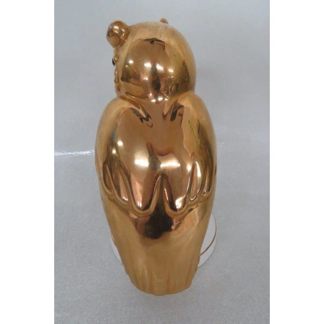 Art Deco Vintage Estatuaria Portugal Porcelain Gold Owl Figurine For Sale - Image 3 of 13