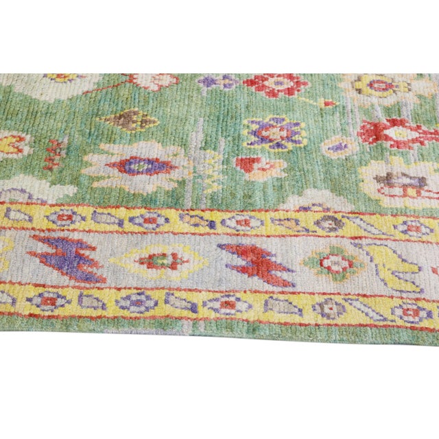Early 21st Century Early 21st Century Green Handwoven Wool Turkish Oushak Rug 5'4" X 7'11" For Sale - Image 5 of 9