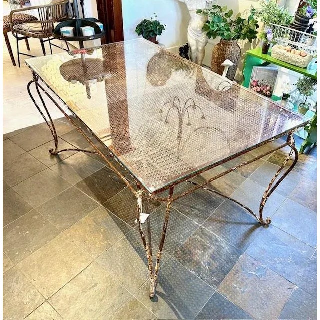 Antique Glass + Iron Table Paris Circa 1920"s For Sale - Image 4 of 12