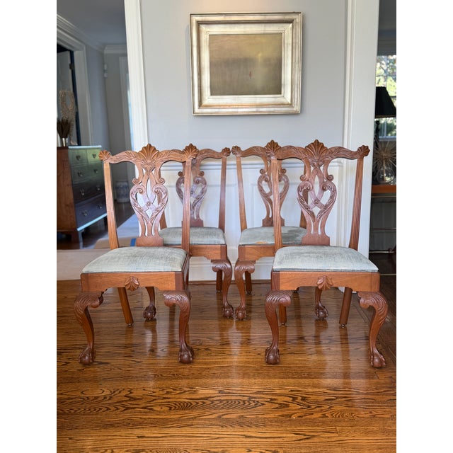 Chippendale style dining side chairs handcrafted, signed, and dated by Glen Honecker of Banner Elk, North Carolina, 1976....