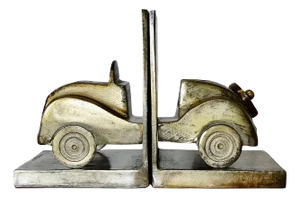 Brass Desk Top Bookends in the shape of a Vintage Car, 1980s, Set of 2