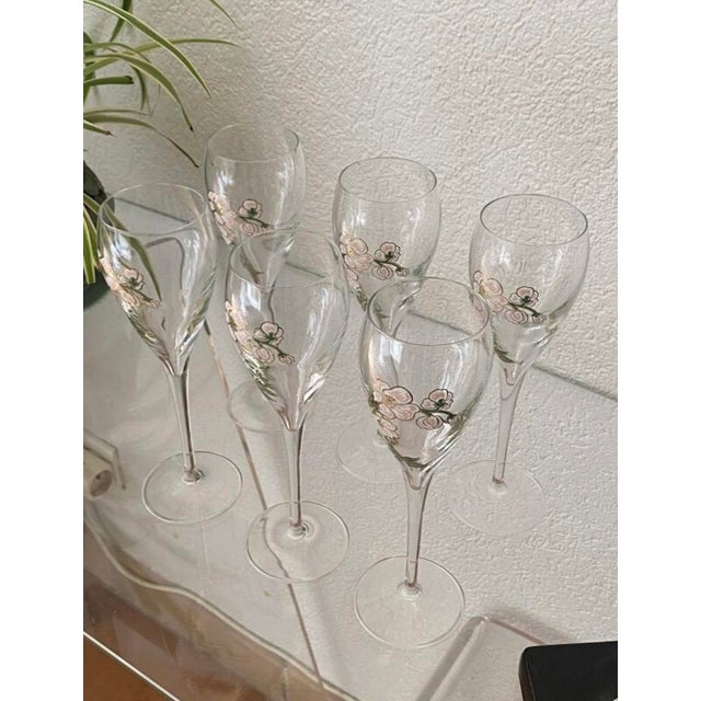 Glass Belle Epoque Champagne Flutes from Perrier-Jouët, 1960s, Set of 6 For Sale - Image 7 of 10