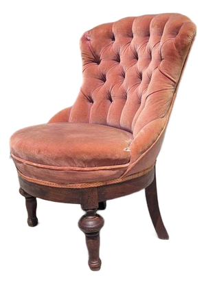 Late 20th Century Victorian Style Tufted Slipper Chair in Pink Velvet