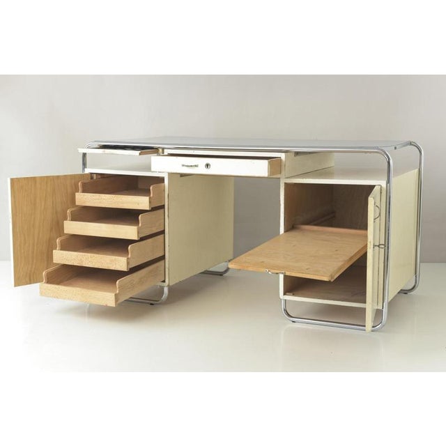 Large Vintage German Steel Tube Desk, 1950 For Sale - Image 9 of 18