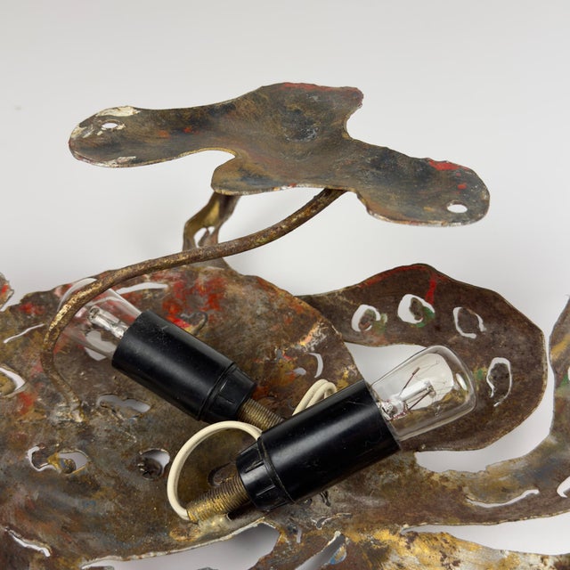 Metal Brutalist Octopus Wall Lamp in Metal by Salvino Marsura, Italy, 1980s For Sale - Image 7 of 18