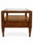 Elegant vintage table by Lexington Furniture, featuring a warm brown wood finish, an inset glass top, an open display...