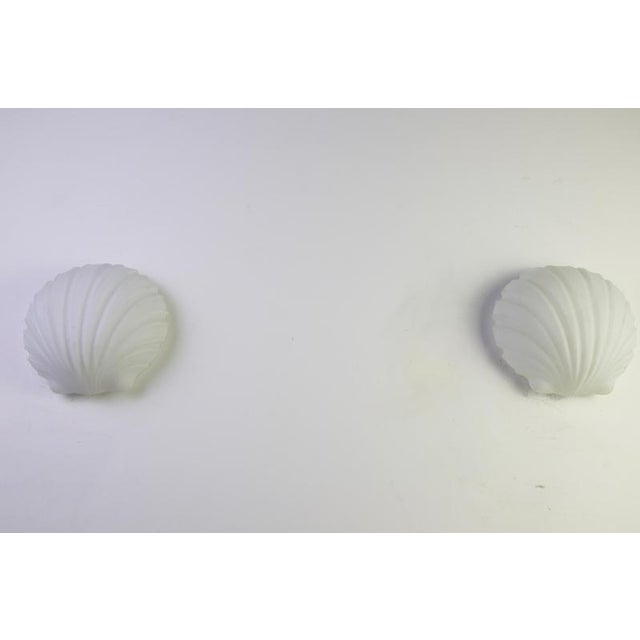 **pair of opaline glass shell wall lamps by glashütte limburg, 1960s, germany** pair of opaline glass shell wall lamps by...