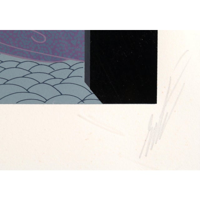 Lovers and Idol is an exquisite Art Deco screenprint by Erté featuring romantic figures in theatrical costume design. This...