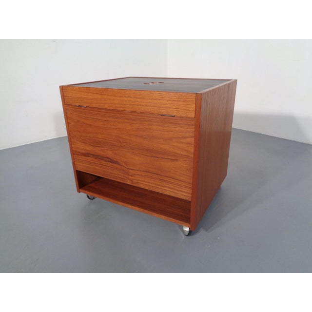 Randers Møbelfabrik Rollable Teak Bar from Randers Møbelfabrik, Denmark, 1960s For Sale - Image 4 of 18