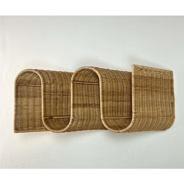 Mid-Century Rattan Wall Mounted Magazine Holder, Italy, 1970s For Sale - Image 14 of 14