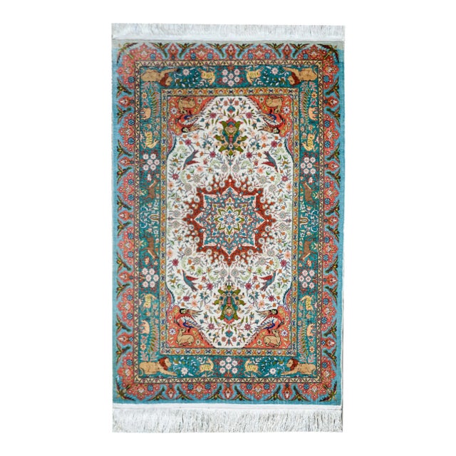 Vintage Chinese Silk Rug For Sale