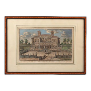 18th Century Italian Villa Borghese, Giuseppe Vasi, Coloured Engraving For Sale
