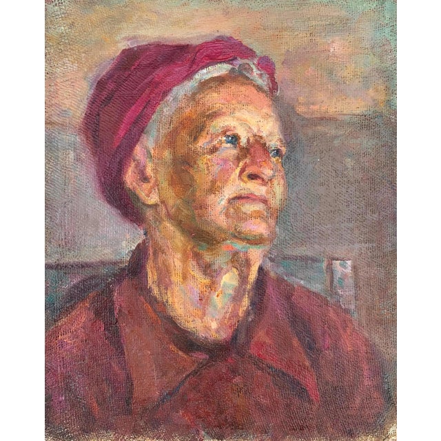 Portrait Woman Large Portrait Oil Painting Original Socialist Realism Ukrainian Artist Sokolovsky G. 33-26 1960s For Sale