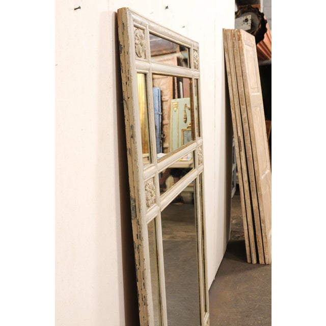 19th Century Antique French Glass Panel & Floral Mirror For Sale In Atlanta - Image 6 of 12