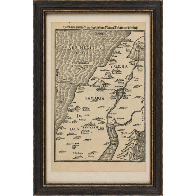 A rare and historically important 16th-century woodcut map of the Holy Land by the German theologian and cartographer...