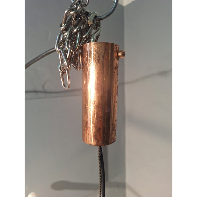 Chandelier in Copper Brass and Colored Glass 4 Copper Cones For Sale - Image 14 of 18