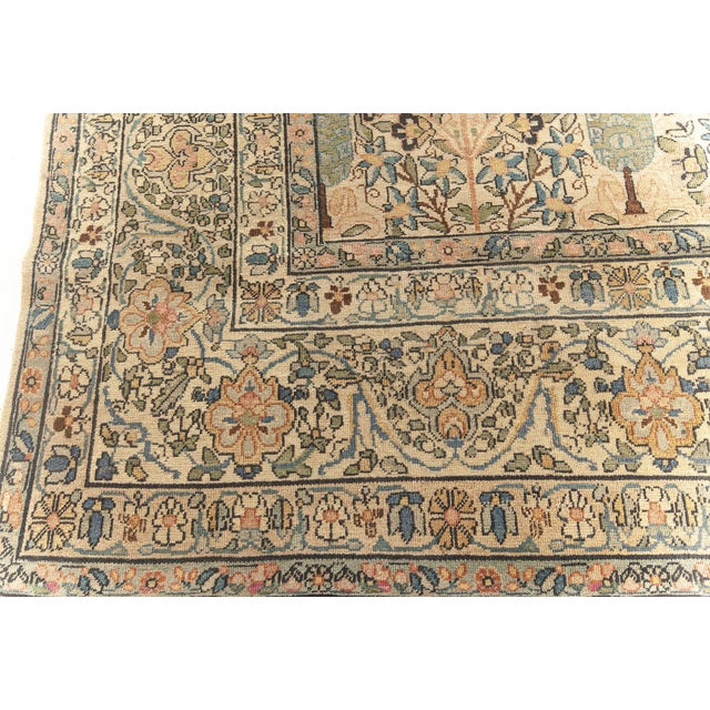 Antique Persian Kirman Beige, Pastel Colors Handwoven Wool Carpet For Sale - Image 9 of 9