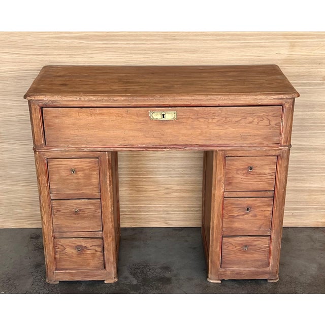 Spanish Pine Campaign Desk Or Console Table circa 1890 For Sale - Image 16 of 18