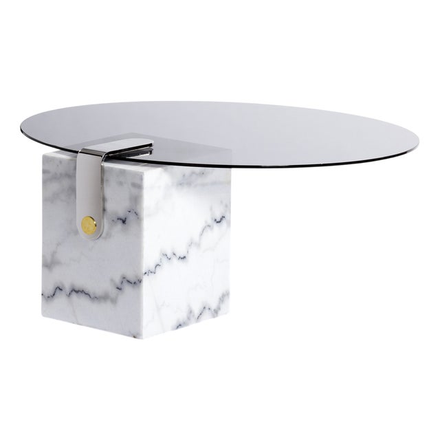 Marble Patch Coffee Table in Glass and Brass by Egg Designs For Sale