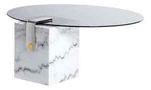 Marble Patch Coffee Table in Glass and Brass by Egg Designs