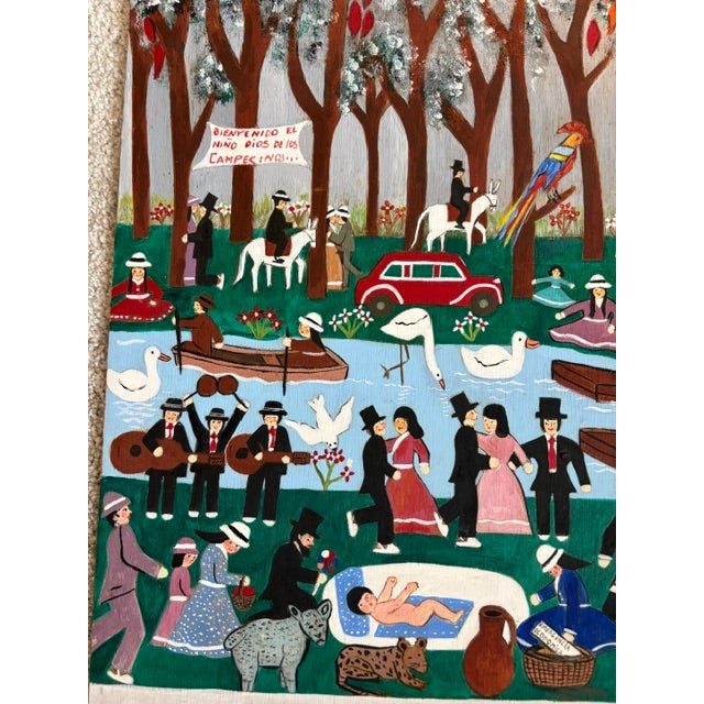 Green Original Art by Roman Roncancio of a Busy Colombian Village (1974) For Sale - Image 8 of 10