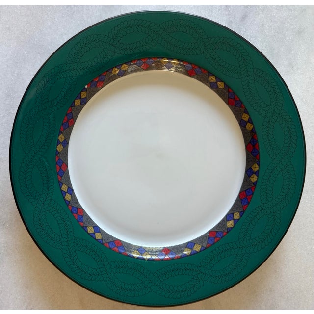 Art Deco Vintage Dansk Quilting Emerald Braid Salad Plate - Set of 4 For Sale - Image 3 of 12