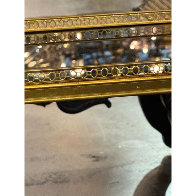 Pair of Jansen Manner Brass and Black Glass Tables For Sale In Dallas - Image 6 of 10