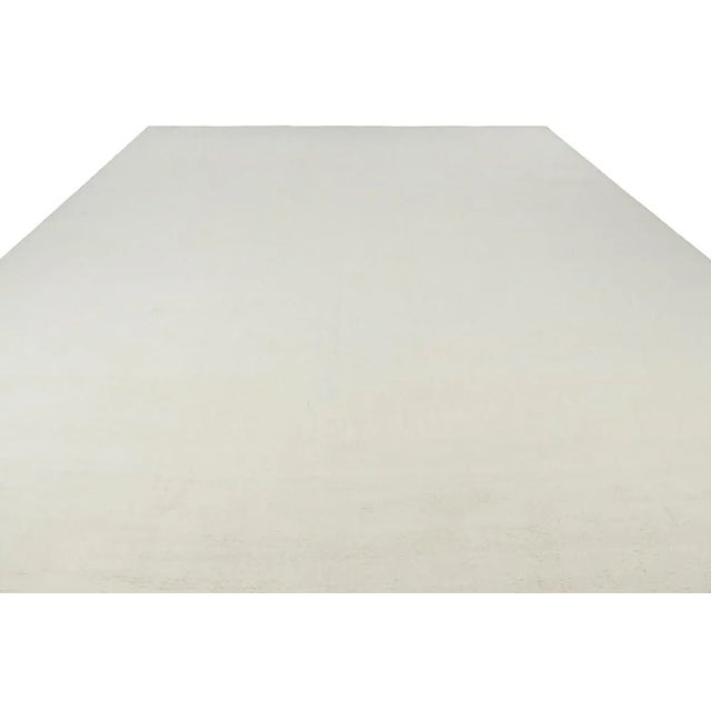Rug & Kilim Rug & Kilim’s Oversized Textural Rug in Simple, Solid Cream White Tones - 3x18 For Sale - Image 4 of 7