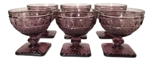 Vintage Purple Glass Set of 6 Sherbet Glasses