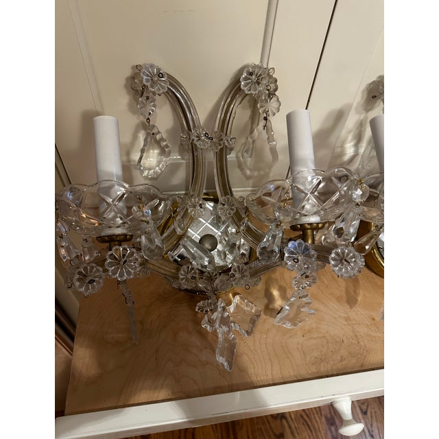 Vintage Pair of Two Arm Maria Theresa Wall Sconces With Mirrored Backs. For Sale - Image 9 of 10