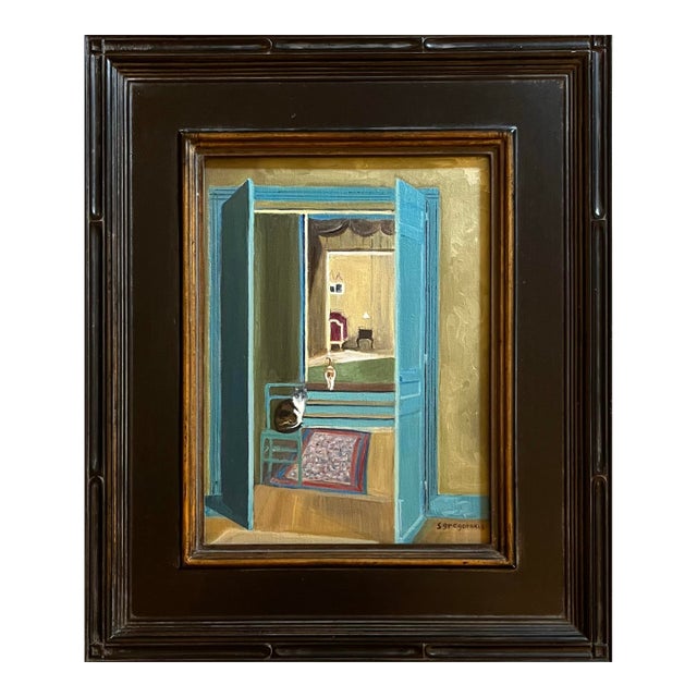 Interior Room With Two Cats by Satori Gregorakis For Sale