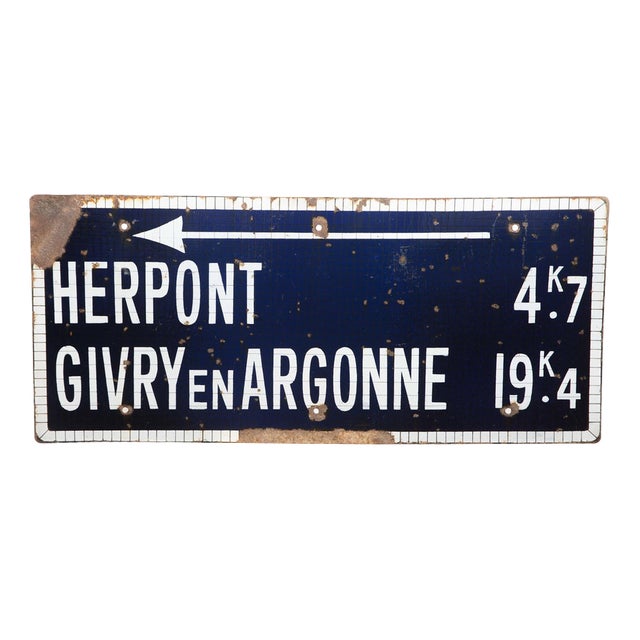 French Enamel Road Traffic Sign, 1930s For Sale