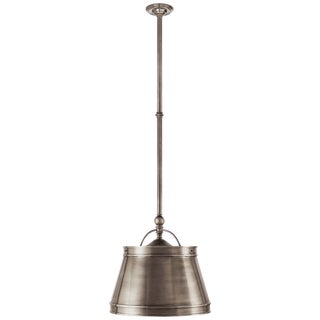 Chapman & Myers for Visual Comfort Signature Sloane Single Shop Light in Antique Nickel with Antique Nickel Shade For Sale