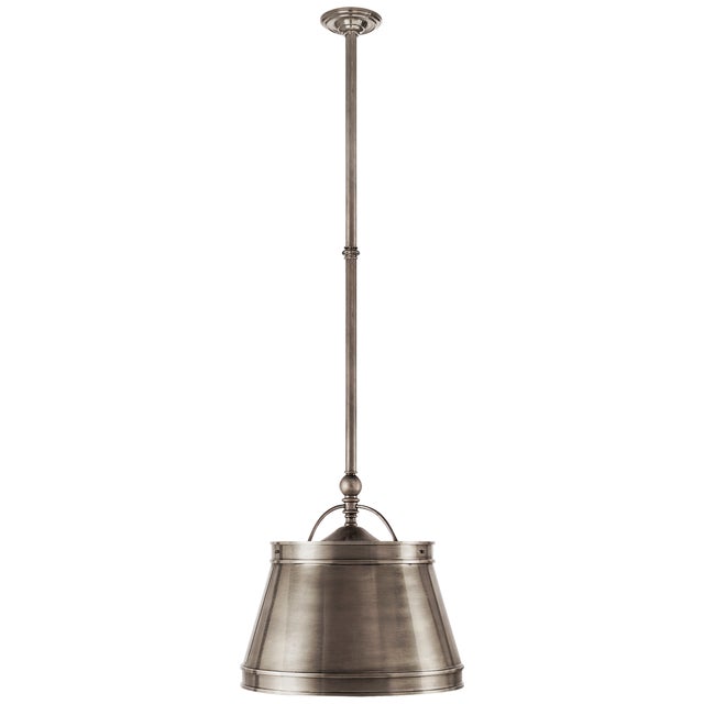 Chapman & Myers for Visual Comfort Signature Sloane Single Shop Light in Antique Nickel with Antique Nickel Shade For Sale