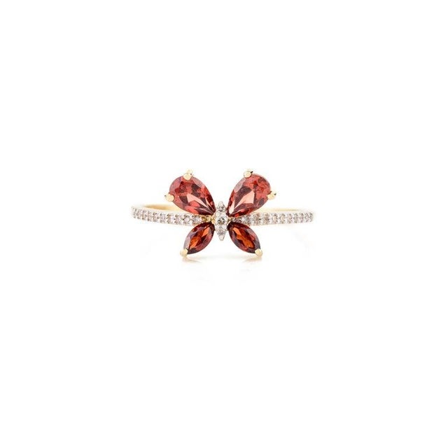 Not Yet Made - Made To Order Everyday Dainty Garnet Diamond Butterfly Ring- Gifts for Daughter Size 6.5 For Sale - Image 5 of 12