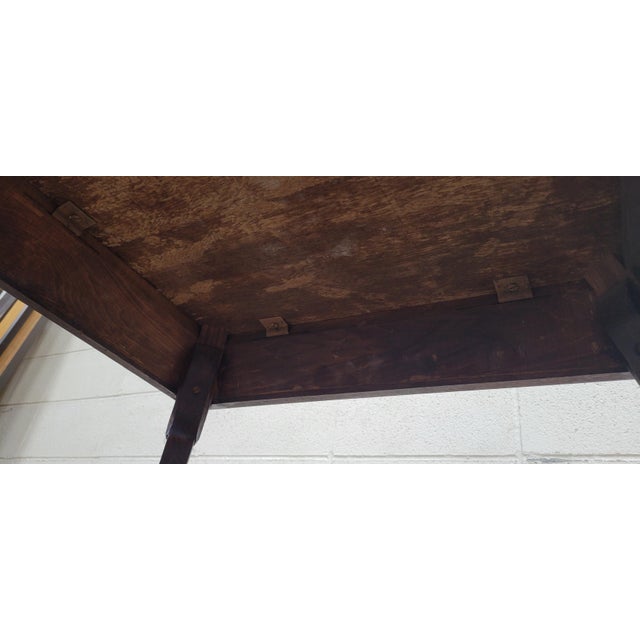 Wood Antique Tiger Oak Two Tier Parlor Table Lamp Table Plant Table For Sale - Image 7 of 11