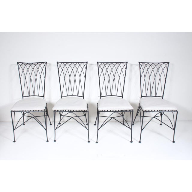 Set of 4 Black Iron Dining Side Chairs, C. 1980 For Sale - Image 6 of 18