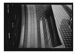 Untitled #29, American Flag From New York, Black and White, Street Photography, 2018