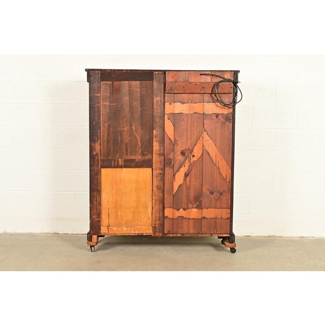 Antique Victorian Carved Oak Smoker's Display Cabinet With Drop Front Desk, Circa 1900 For Sale - Image 12 of 13