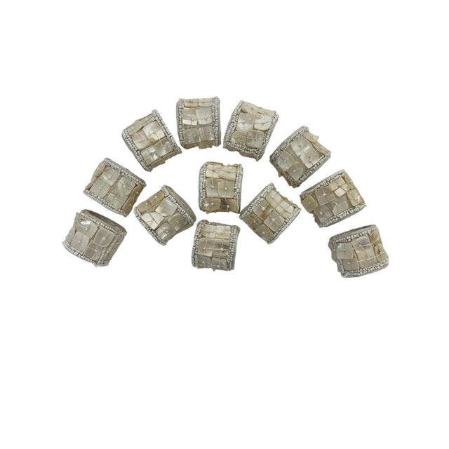 Late 20th Century Capiz Shell Mother of Pearl Napkin Ring - Set of 12 For Sale - Image 4 of 5