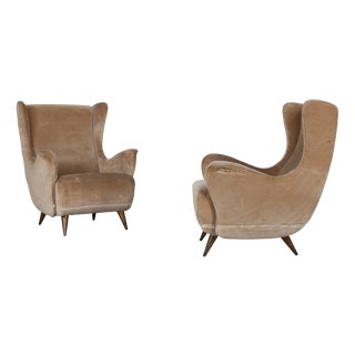Italian Wingback Chairs from Isa Bergamo, 1950s, Set of 2 For Sale